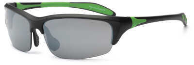Real Kids Shades Black/Lime Green Blade Polycarbonate Silver Mirror Lens 10+