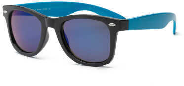 Real Kids Shades Black Frame/Neon Blue Temples Mirror Lens 10+