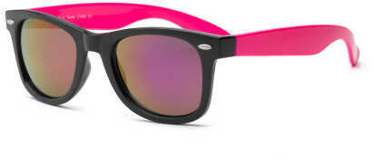 Real Kids Shades Black Frame/Neon Pink Temples Mirror Lens 10