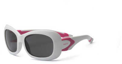 Real Kids Shades White/Pink Flex Fit Smoke Lens 7+ Sunglasses