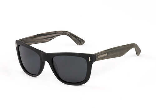 Hang Ten Gold The Wavefarer2-Grey Two Tone Wood Smoke Lens Sunglasses