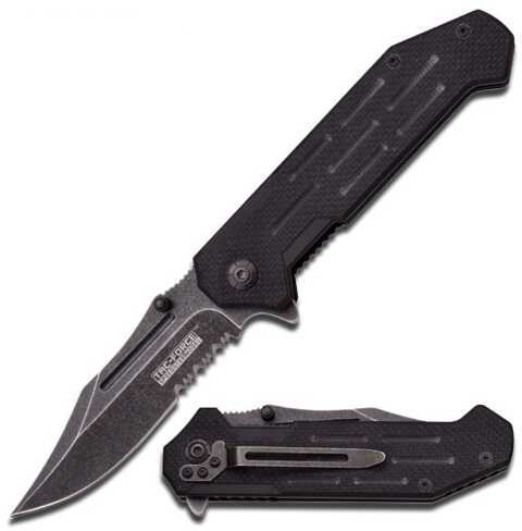 Tac Force 4.9" Folder Stone Washed Blade Black G10 Handle