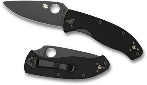 Spyderco Tenacious Folding Knife G-10 Black / 3.39" 8Cr13MoV Drop Point Plain Blade C122GBBKP