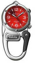 Dakota Watch Mini Clip with Microlight - Silver/Red Dial
