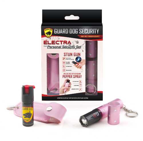 Guard Dog Electra Gift Set Pink + Stun Gun and Pepper Spray