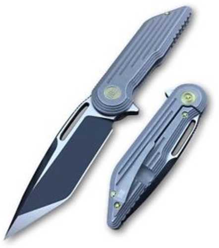 WE Knife Folder Gray Titanium Handle Black Blade 3.2" 7.5" Length