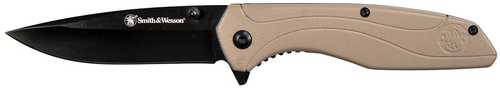 Smith &Wesson 1084312 Folder 3.5 in Black Blade Brown Polymer Handle