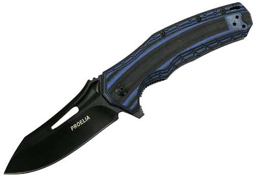 Proelia TX020 Folder 4in Black Drop Blade Black/Blue G-10