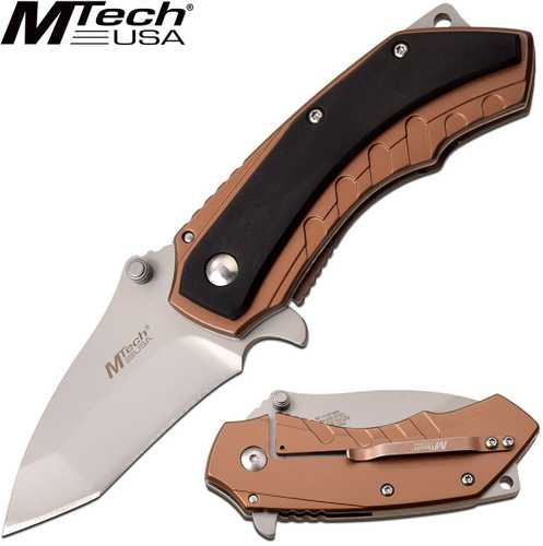 MTech Assisted 2.5 in Blade Blk SS-Pakkawood Overlay Handle