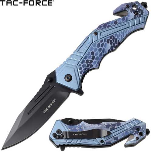 Tac-Force Assisted 3.5 in Blade Blue Camo Aluminum Handle