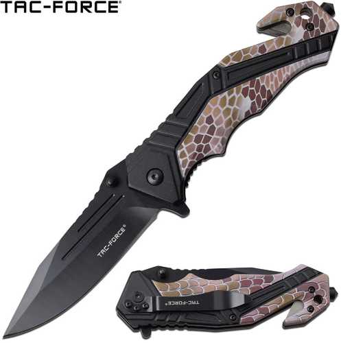 Tac-Force Assisted 3.5 in Blade Tan Camo Aluminum Handle