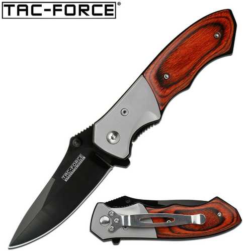 Tac-Force Assisted 3.0 in Blade Dark Pakkawood Handle