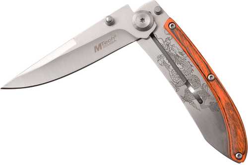 Mtech Folder 3.25 in Blade Wood-Stainless Steel Handle-img-0