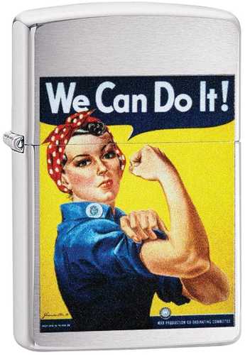 Zippo Brushed Chrome US Army We Can Do It Design Lighter