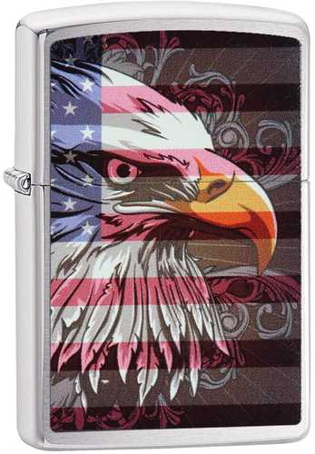 Zippo Brushed Crome Eagle Flag Lighter