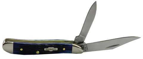 Case Cutlery Two-Blade Peanut Pocket Knife With Blue Bone Handle 2-7/8"