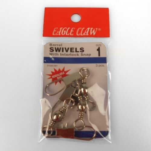Eagle Claw Fishing Tackle Interlok Swivel Nickel Size1/0 3Pack
