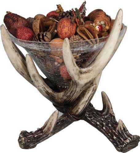Rivers Edge Products Rep Deer Antler Glass Dish 10" X 10"