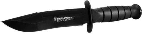 Smith & Wesson Bullseye Search & Rescue Knife, Black 6" Tanto Fixed Blade With Blood Groove, Nylon Sheath Md: CKSUR