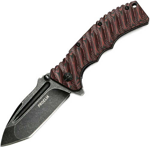 Proelia TX010BW Fine Edge Tanto Blade Knife Black/Red