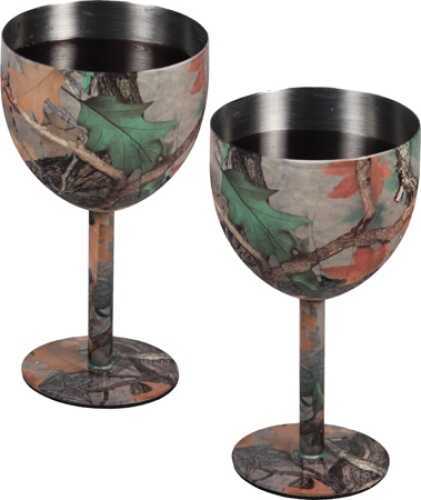 Click to see larger image. Rivers Edge Products Camo Stainless Steel Wine Glass 2 Piece Set 985