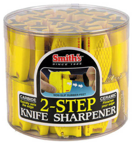 Smiths Abrasives 2-Step Knife Sharpener Counter Display Clear plastic container holds 24 Sharpeners (SMICCKS) CCKB