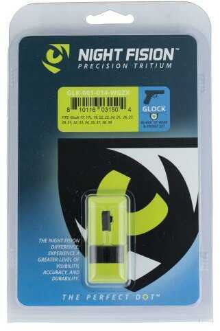 Night Fision GLK001014OGZ Sight Set Square Front/U-Notch Rear for Glock 17 Green Tritium w/Orange Outline Black