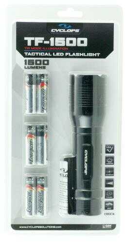 Cyclops TF-1500 Lumen Flashlight LED with 6 AA Batteries Aluminum Black