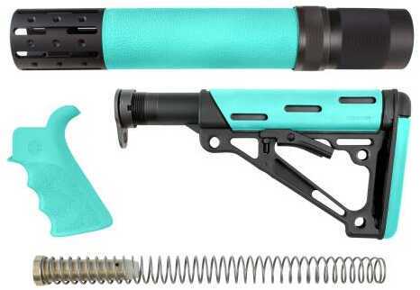 Hogue 13478 OverMolded 3-Piece Kit AR-15 Stock & Forend Rubber Black/Aqua