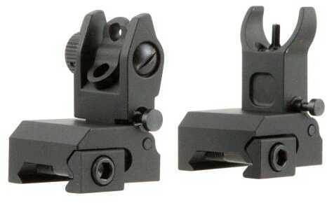 TacFire IS001 AR Same Plane Low Profile Flip-Up Iron Sights Aluminum Black Anodized