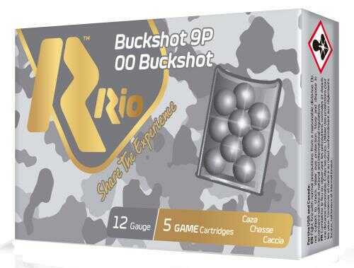 12 Gauge 5 Rounds Ammunition Rio 2 3/4" 9 Pellets Lead #00 Buck