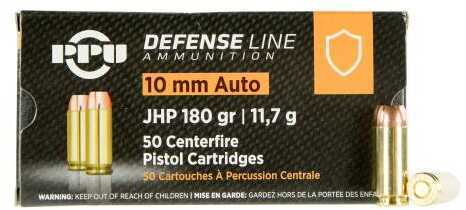 PPU Defense Line 10mm 180 JHP 50 Rounds Ammunition PPD10