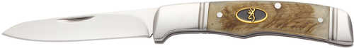 Browning 3220011 Joint Venture 2" 8Cr13MoV Stainless Steel Drop Point Sheep Horn