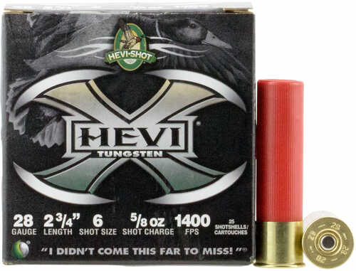 28 Gauge 25 Rounds Ammunition Hevi-Shot-Environ Metal 2 3/4" 5/8 oz steel #6