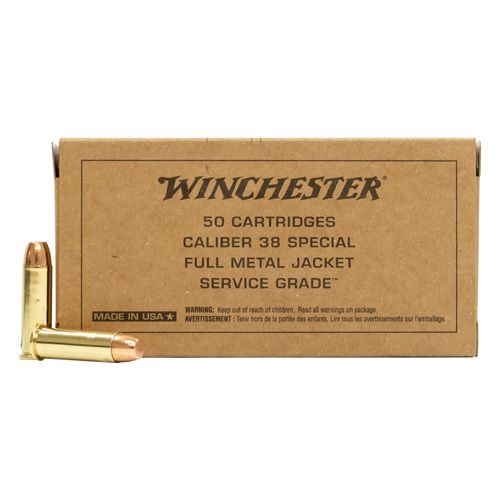 38 <span style="font-weight:bolder; ">Special</span> 50 Rounds Ammunition Winchester 130 Grain Full Metal Jacket Flat Nose
