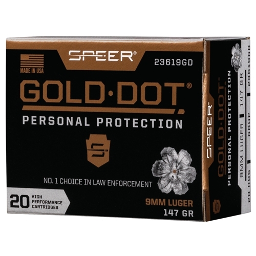9mm Luger 20 Rounds Ammunition Speer 147 Grain Jacketed Hollow Point