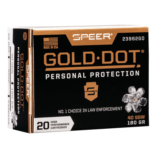 40 S&W 20 Rounds Ammunition Speer 180 Grain Jacketed Hollow Point