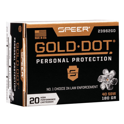 Click to see larger image. 40 S&W 20 Rounds Ammunition Speer 180 Grain Jacketed Hollow Point