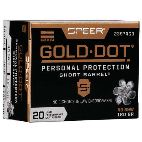 40 S&W 20 Rounds Ammunition Speer 180 Grain Hollow Point