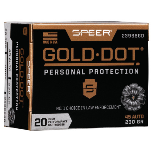 45 ACP 20 Rounds Ammunition Speer 230 Grain Jacketed Hollow Point
