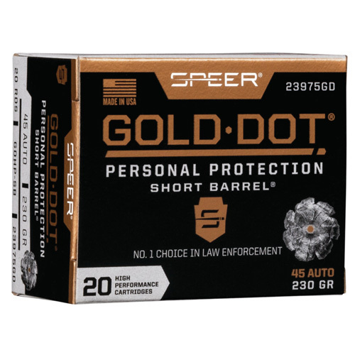 45 ACP 20 Rounds Ammunition Speer 230 Grain Jacketed Hollow Point