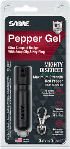 Sabre Mighty Discreet Pepper Gel Spray Close Contact Range Black