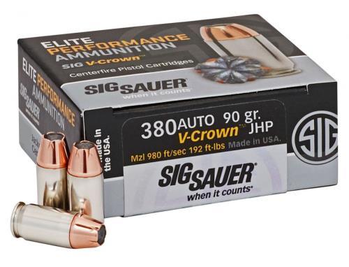 380 ACP 50 Rounds Ammunition Sig Sauer 90 Grain Jacketed Hollow Point
