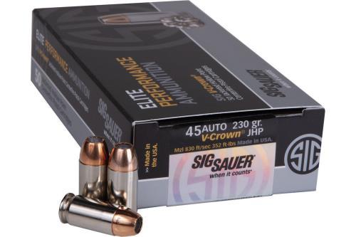 45 ACP 50 Rounds Ammunition Sig Sauer 230 Grain Jacketed Hollow Point