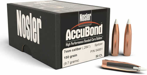 Nosler 54951 Accubond 7mm .284 150 Gr Spitzer Boat Tail 50 Box