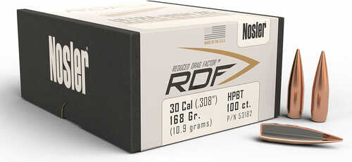 Nosler 53182 RDF 30 Caliber .308 168 GR Hollow Point Boat Tail (HPBT) 100 Box