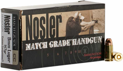 Click to see larger image. 9mm Luger 50 Rounds Ammunition Nosler 147 Grain Jacketed Hollow Point