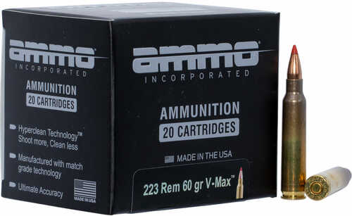 <span style="font-weight:bolder; ">223</span> Remington 20 Rounds Ammunition Ammo Inc 60 Grain V-Max