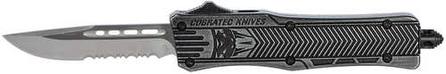 Cobra Tec Knives CTK-1 Small 2.75" 440C Stainless Steel Black Drop Point Serrated Stonewashed Zinc-Aluminum Alloy