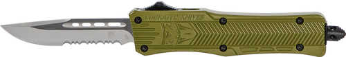 Cobra TEC Knives LLC CTK-1 Small 2.75" 440C Stainless Steel Black Drop Point Serrated OD Green Zinc-Aluminum